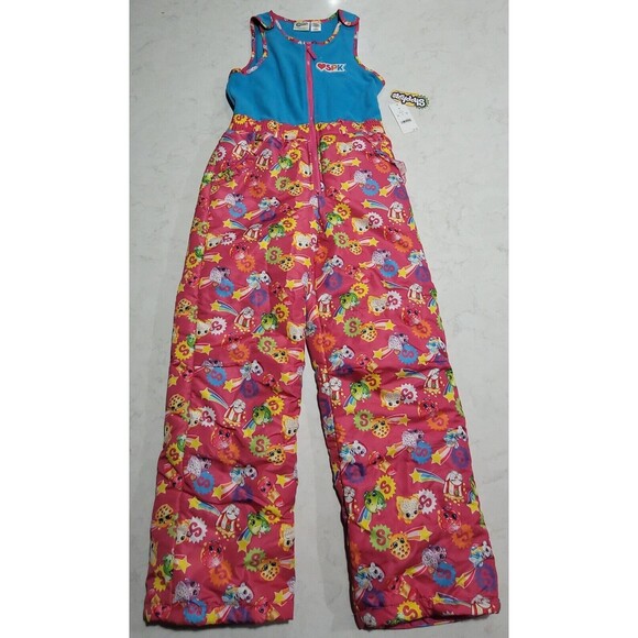 Shopkins Winter Bib Snowpants Girls MEDIUM NWT Sneaky Wedge Kooky Cookie & Apple